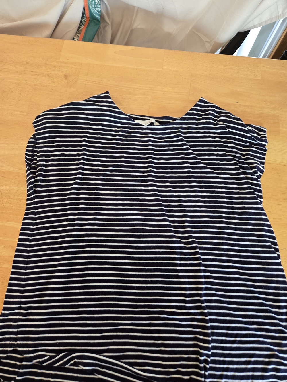 LOFT Navy & White Striped Short Sleeve Tee